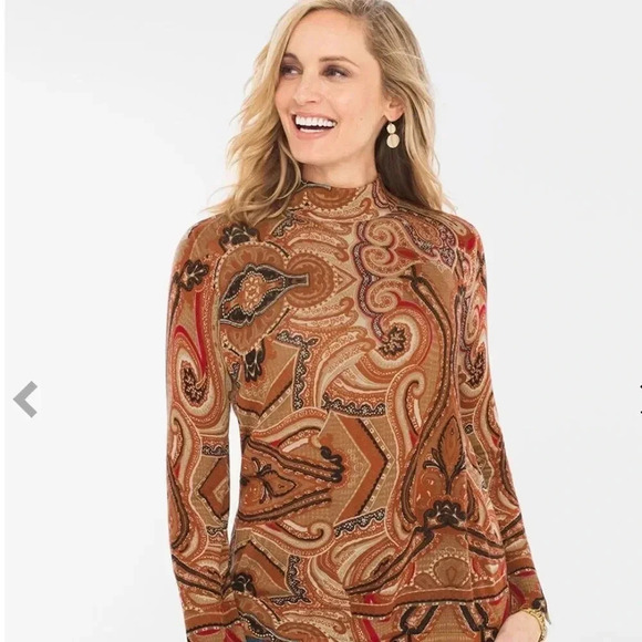 Chicos printed mock-neck blouse size 2 - Picture 1 of 5